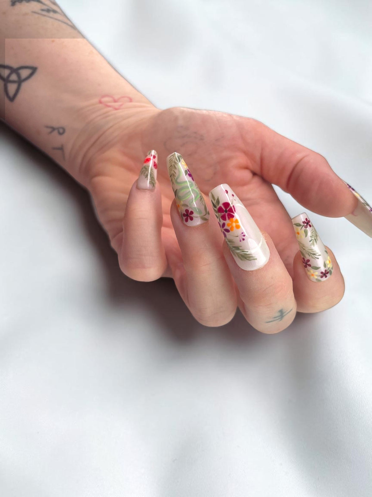Woodland whimsical Hand Painted Made To   Order Press on Nails