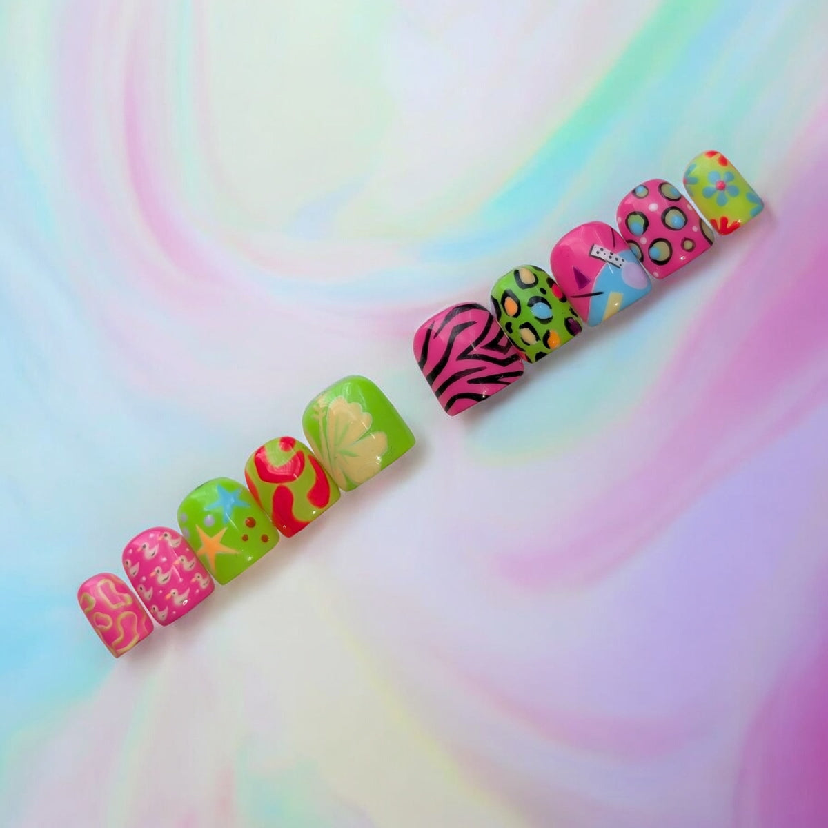 Happy Chaos HandPainted Made to Order Press On Nail Set