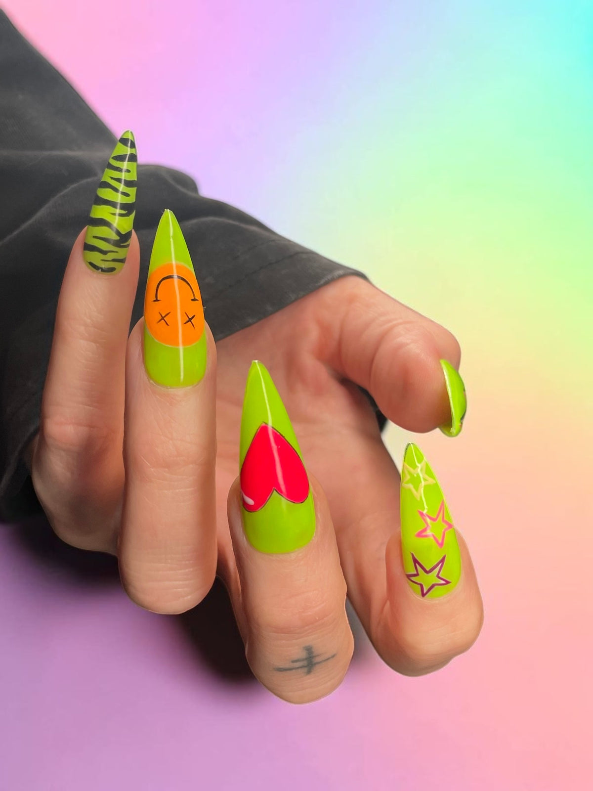 Rebel Pop Hand painted Made to Order Press On Nail Set