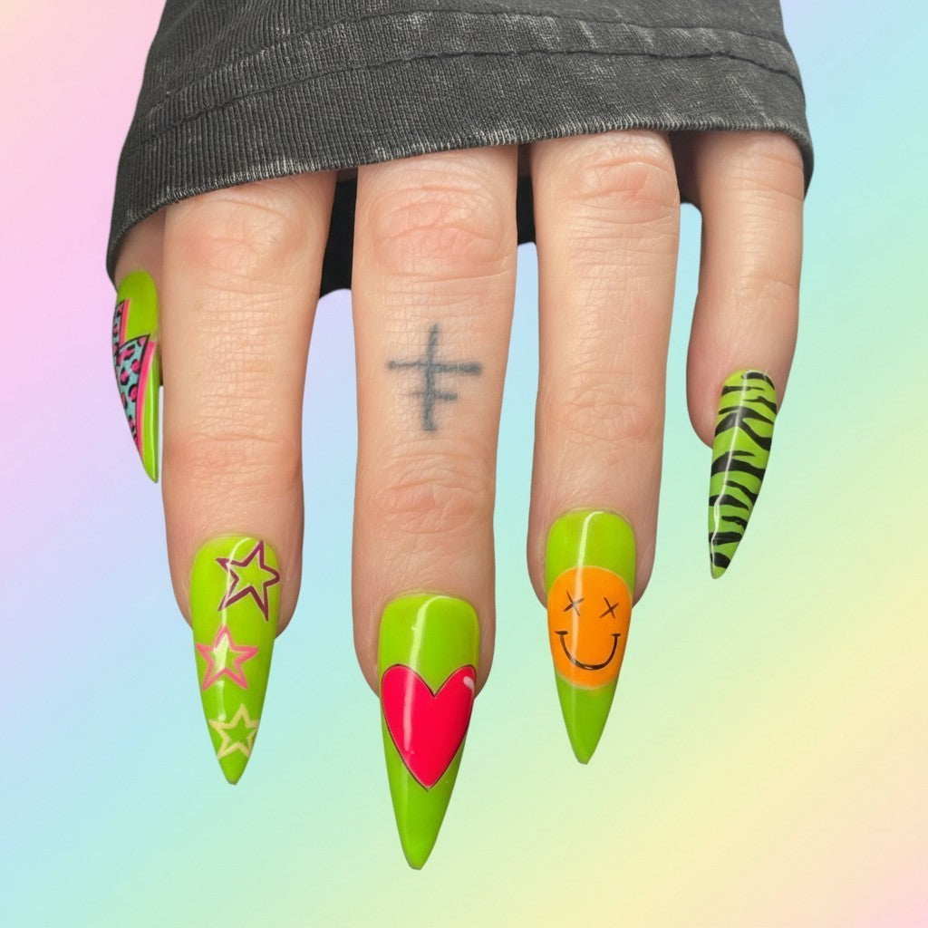 Rebel Pop Hand painted Made to Order Press On Nail Set